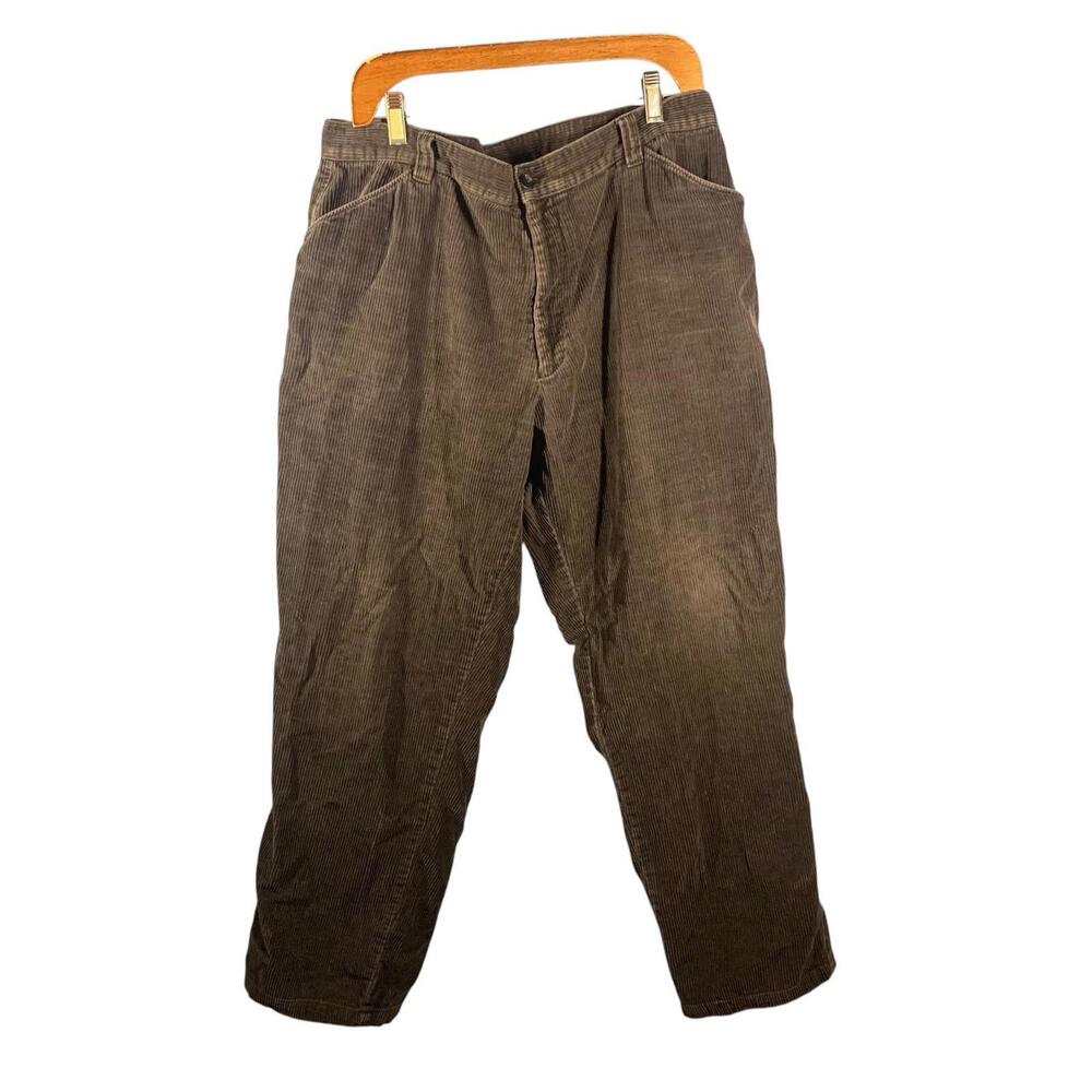 Van Heusen Mens Size 38 Brown Corduroy Pants Relaxed Fit Cotton
